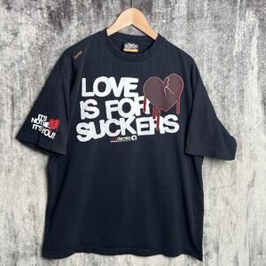 Vintage Y2K Akademiks Shirt Mens L Black Love Is For Suckers Graphic